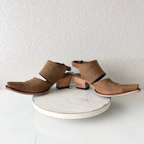 Lane PLAIN JANE Brown Slingback Mule Womens Cowboy Boots 11 Western Cowgirl - Picture 7 of 11